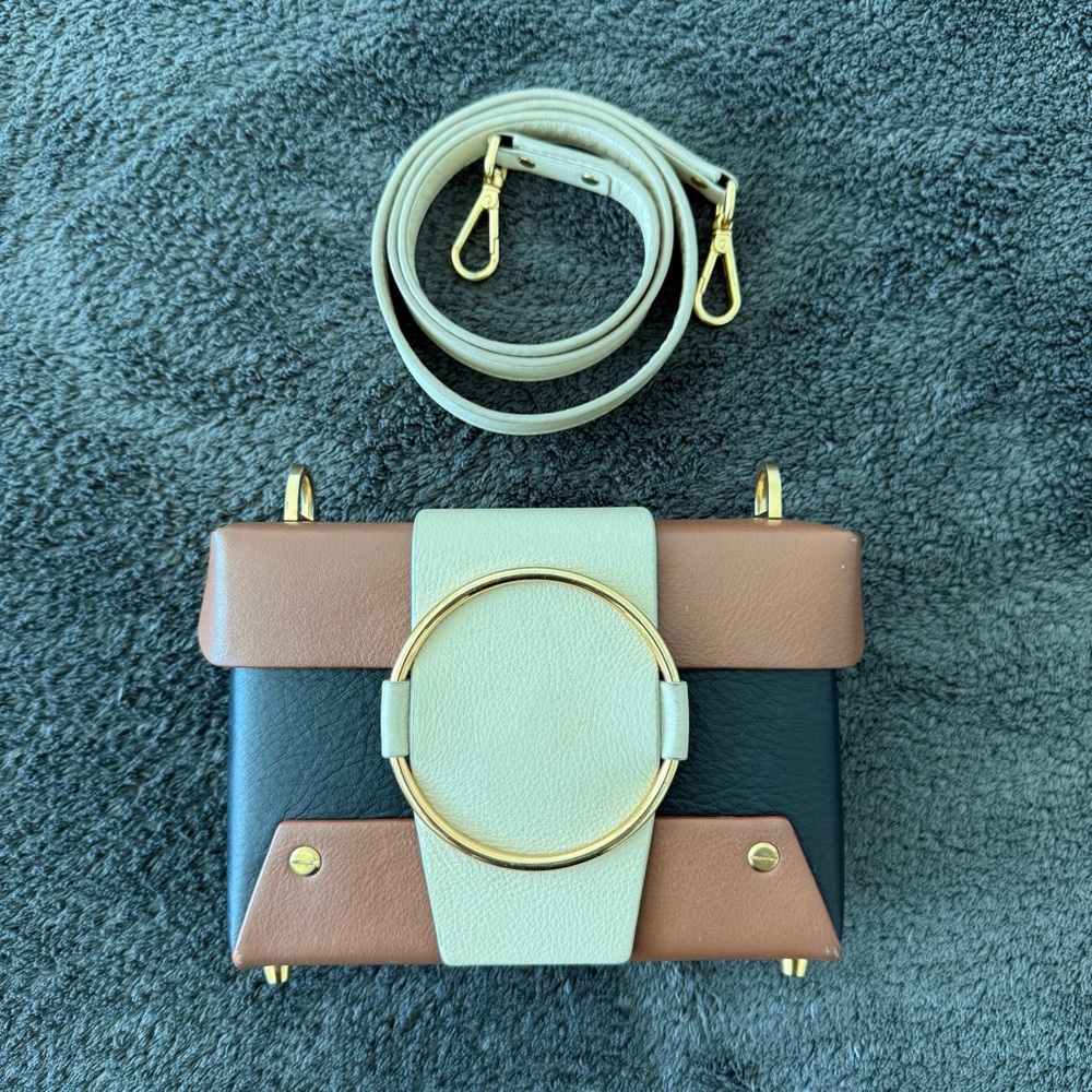 Yuzefi Daria Camera Bag – Two-Tone Brown & Black Leather Crossbody